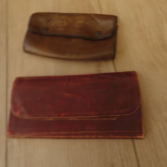 Antique Victorian Leather Wallet RR Railroad Tickets Stamps 1800s + Change purse - Picture 5 of 7